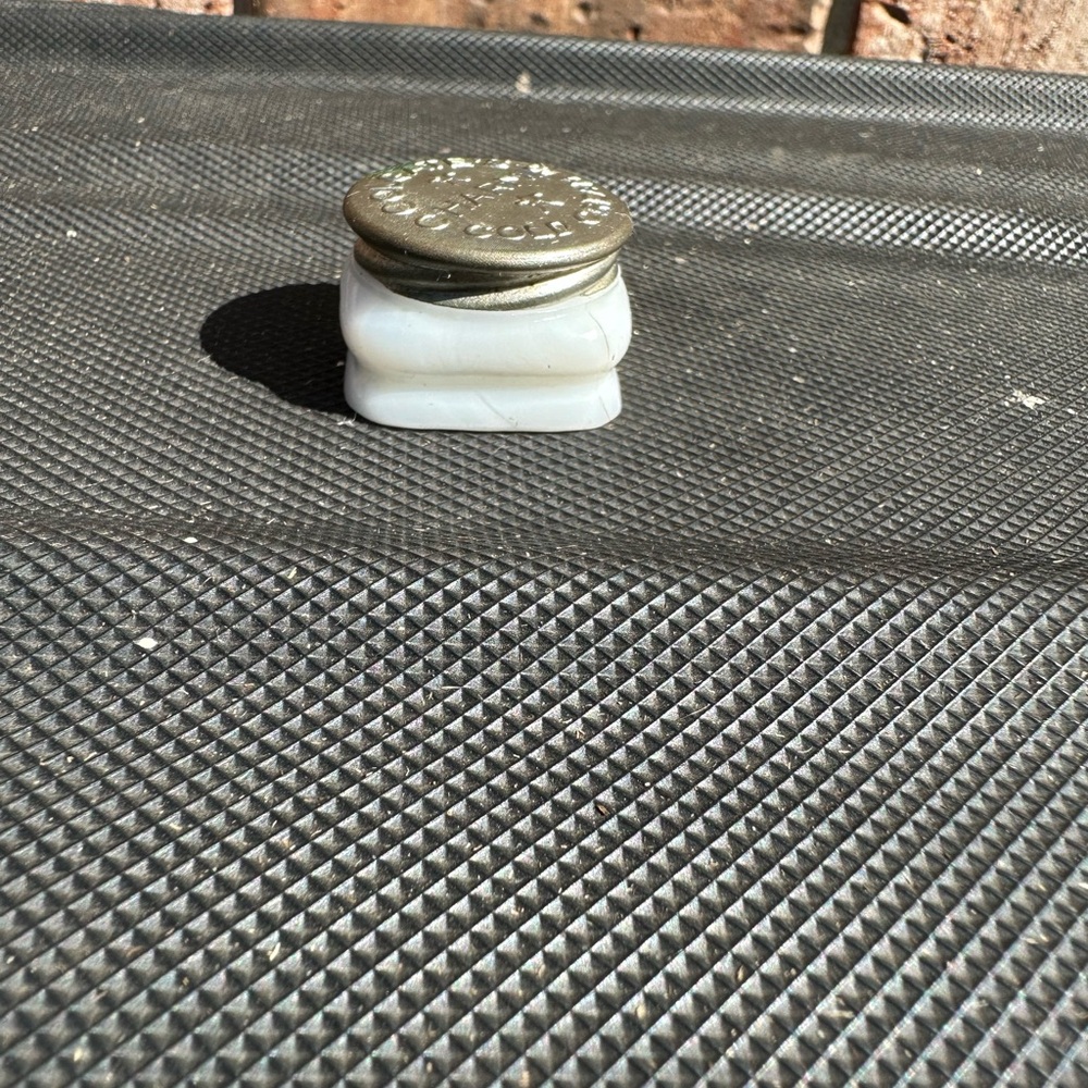 Miniature Colgate’s Charmis Cold Cream Milk Glass Jar White Embossed Lid Empty - Picture 3 of 7